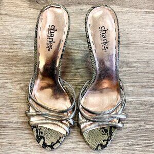 Charles David Strappy Metallic Heels